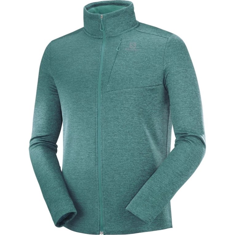 Casaco Salomon Essential Lightwarm Heather Full Zip Masculino Turquesa | PT G65814